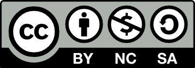 Creative Commons BY-NC-SA badge: the “cc” mark, an attribution person icon, a crossed dollar icon and a share-alike arrow above the words “BY NC SA”.