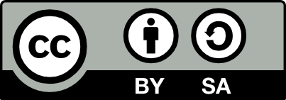 Creative Commons BY-SA badge: the “cc” mark, an attribution person icon and a share-alike arrow above the words “BY SA”.
