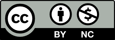 Creative Commons BY-NC badge: the “cc” mark, an attribution person icon and a crossed dollar icon above the words “BY NC”.