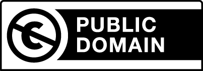Creative Commons Public Domain badge: a circle with a slashed copyright symbol and the words “Public Domain”.