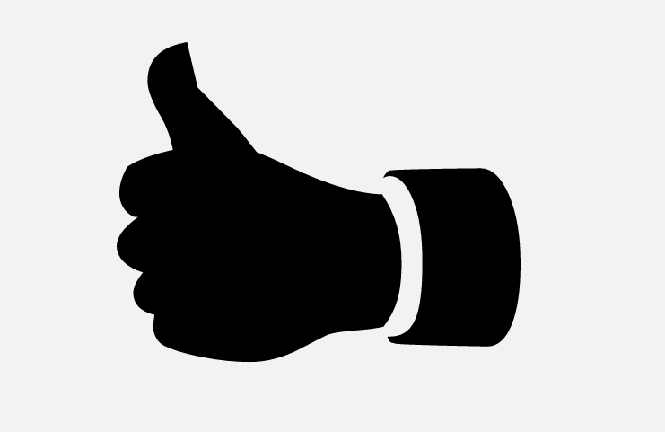 Black silhouette of a hand giving a thumbs up.