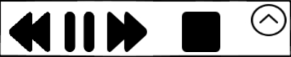 A wireframe of a row of playback controls: previous, pause, next, stop, and a circled upward arrow.