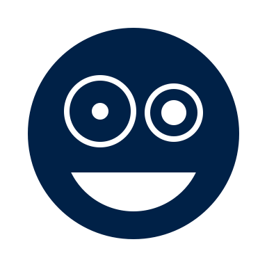 A smiling face with raised eyebrows beside the statement.