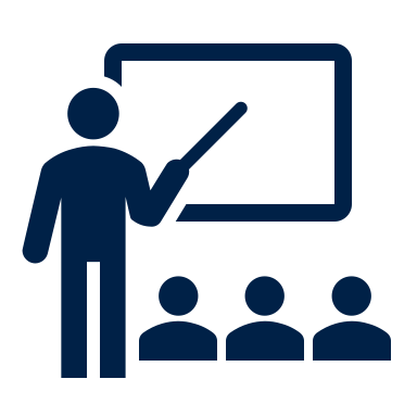 A teacher-at-a-board icon beside the statement.