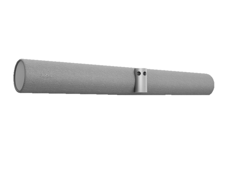 Photograph of the Jabra PanaCast 50, a long bar-shaped conference camera and speaker.