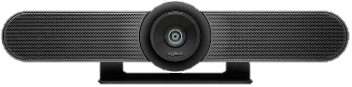 Photograph of the Logitech MeetUp, a compact bar-shaped video conferencing camera.