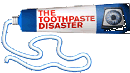 A tube of toothpaste lying on its side with the paste squeezed out in a long tangled loop; the tube is labelled “The Toothpaste Disaster”.