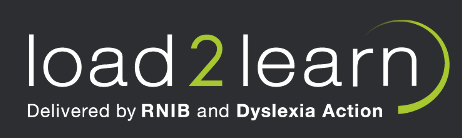 The Load2Learn logo, with the words “Delivered by RNIB and Dyslexia Action”.