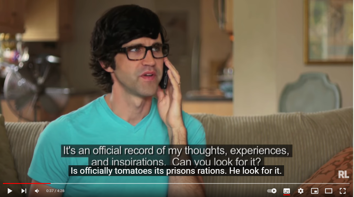 Fourth frame of the same video, partly overlapped, with another mis-captioned line.