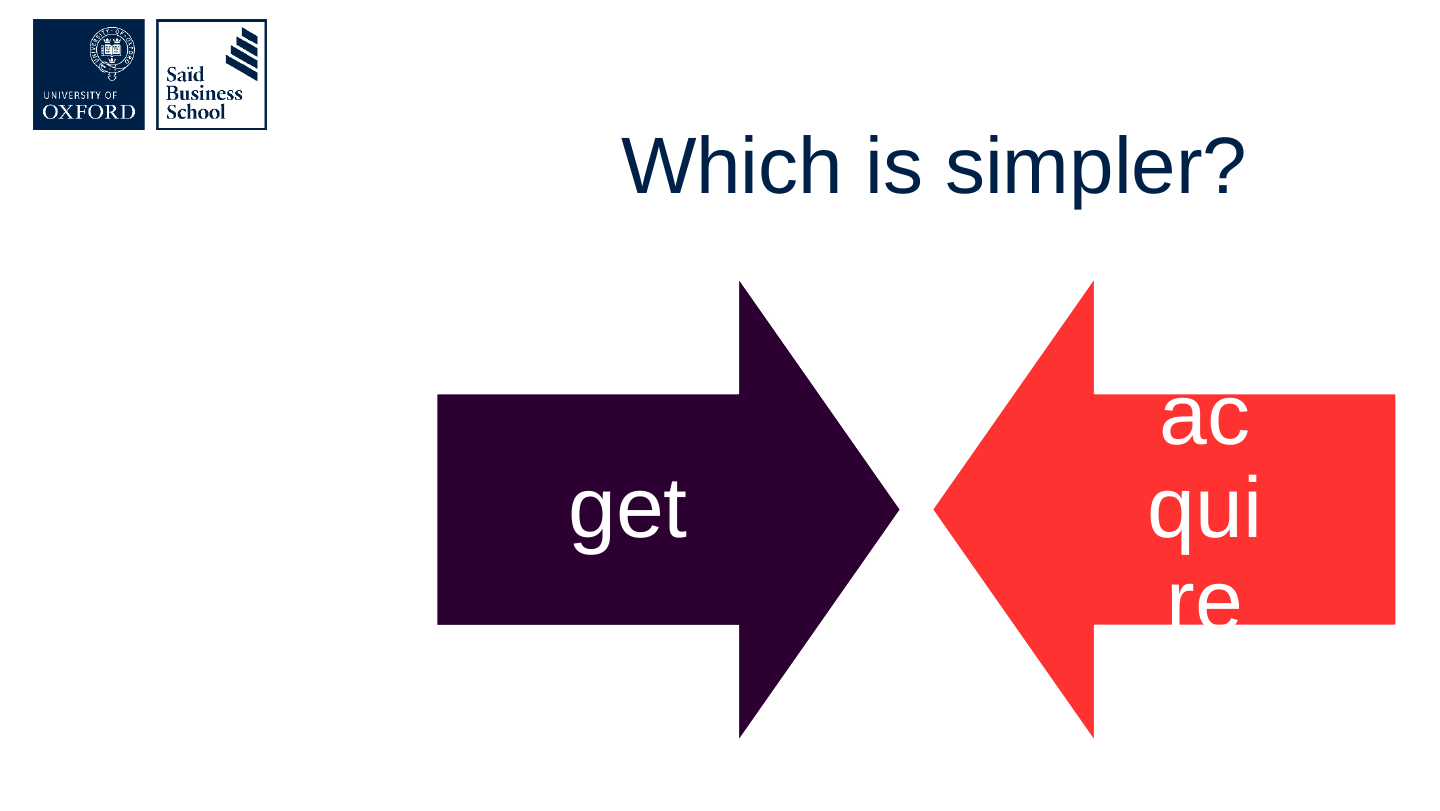 The slide's original page: two large arrows pointing at each other, a purple one labelled “get” from the left and a red one labelled “acquire” from the right.
