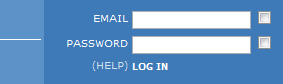 Screenshot of a login form with Email and Password fields and a “(HELP) LOG IN” link.